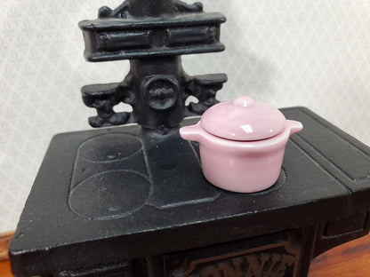 Dollhouse Stock Pot for Soups and Stews PINK Removable Lid 1:12 Scale Miniature