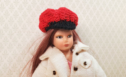 Dollhouse Rastafarian Cap Crocheted Red & Black 1:12 Scale Miniature