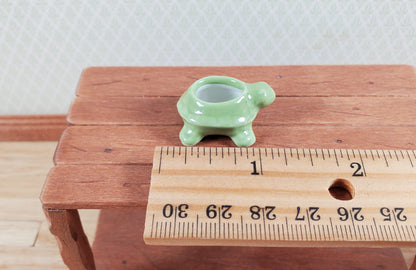 Dollhouse Miniature Green Turtle Planter Pot Ceramic 1:12 Scale
