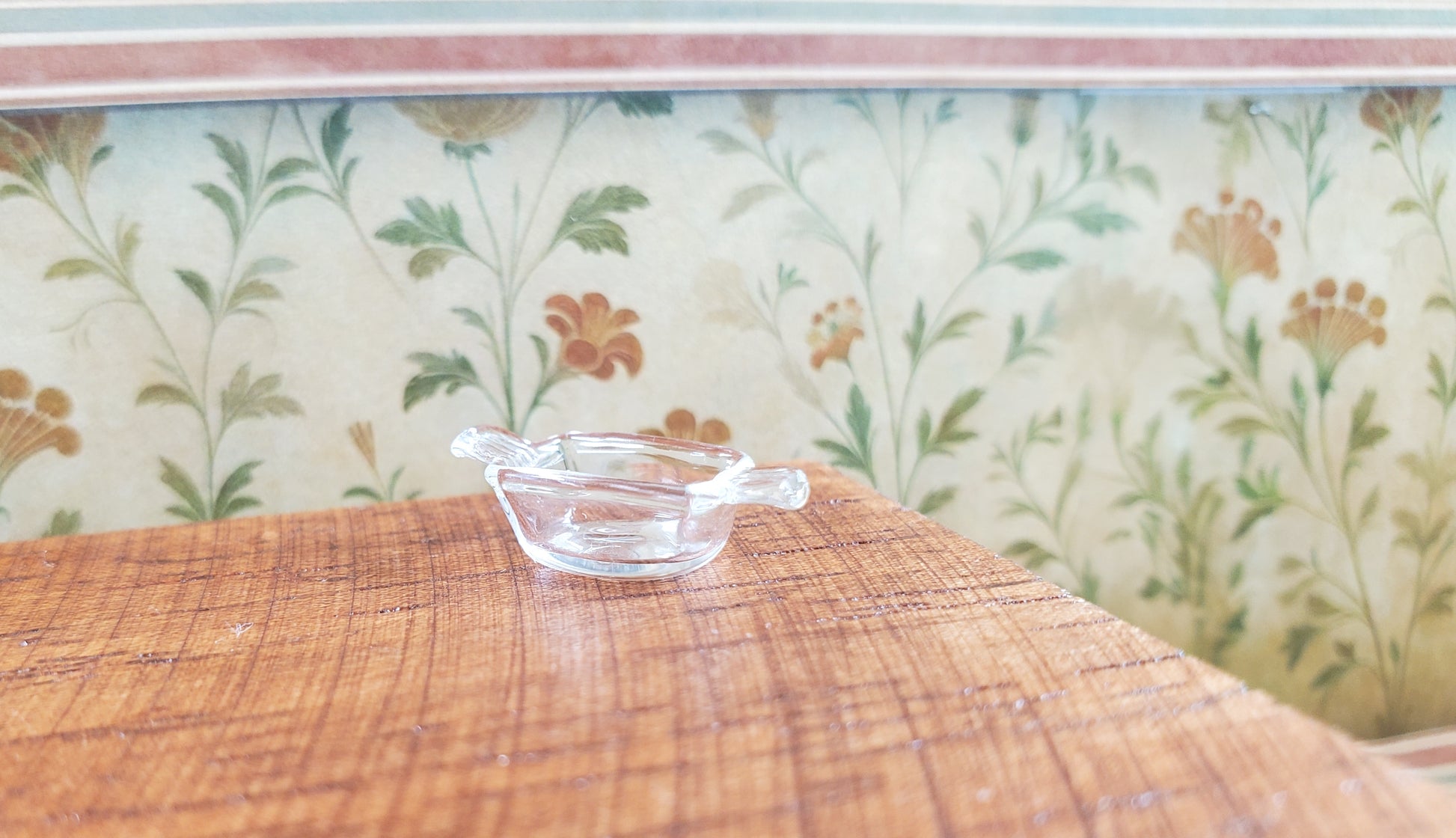 Dollhouse HALF SCALE Clear Glass Casserole Dish with Handles 1:24 Miniature