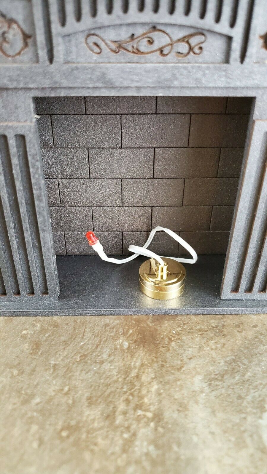Miniature Flashing RED Battery Light Bulb on String Dollhouse Fireplace