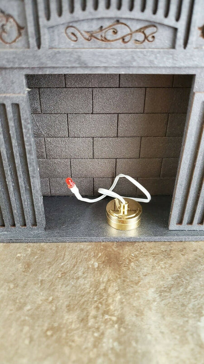 Miniature Flashing RED Battery Light Bulb on String Dollhouse Fireplace