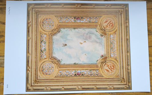 Dollhouse Ceiling Mural Wallpaper Sky Birds Painted Victorian 1:12 Scale Itsy Bitsy