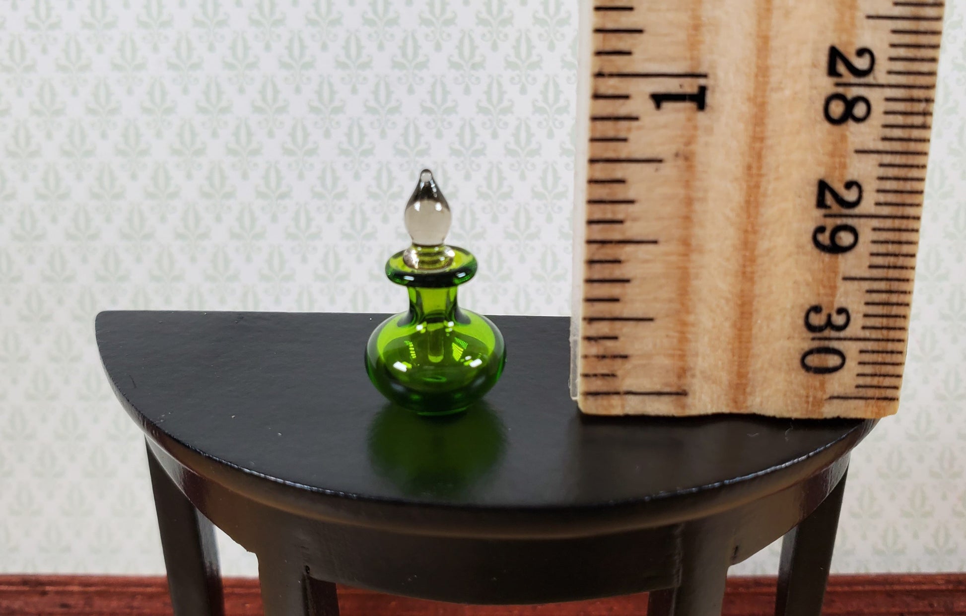 Dollhouse Glass Jar with Stopper Green Hand Blown Glass 1:12 Scale Miniature