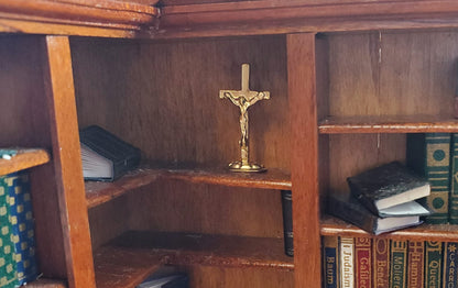Dollhouse Crucifixion Cross Gold Religious 1:12 Scale Painted Metal