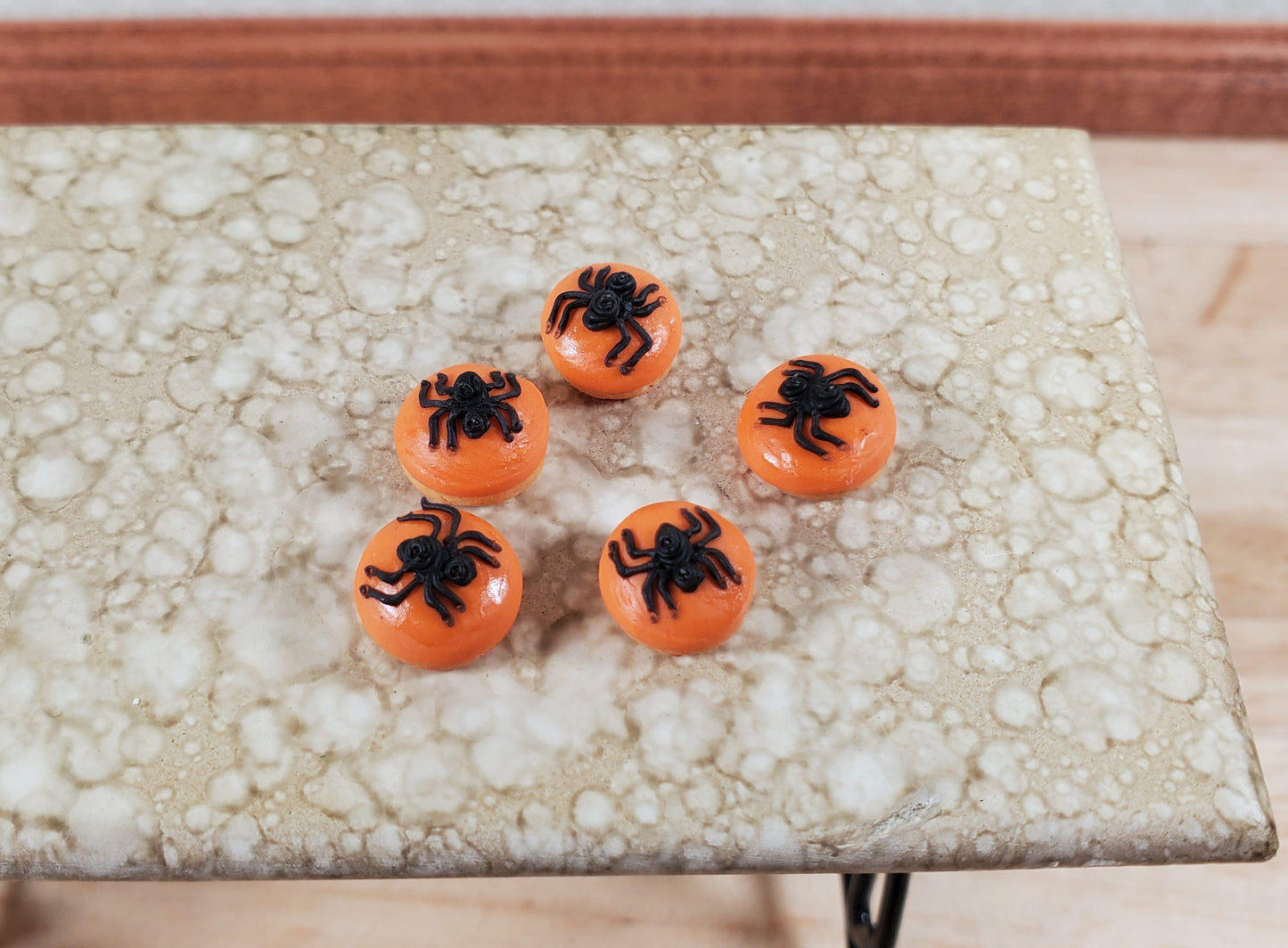 Dollhouse Pastries Donuts Halloween Spider Theme Set of 5 1:12 Scale Miniature