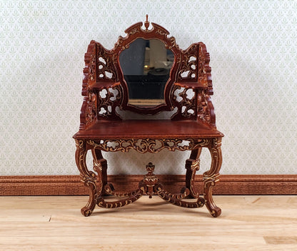 Dollhouse Vanity Dressing Table Walnut Finish 1:12 Scale by Hansson Miniatures