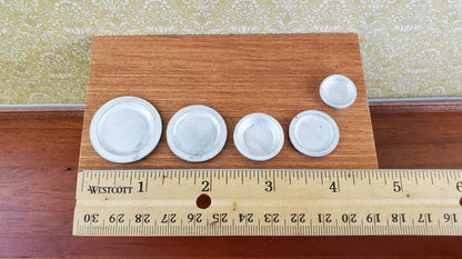 Dollhouse Miniature Metal Plates & Bowls x5 1:12 Scale Dishes Cast White Metal