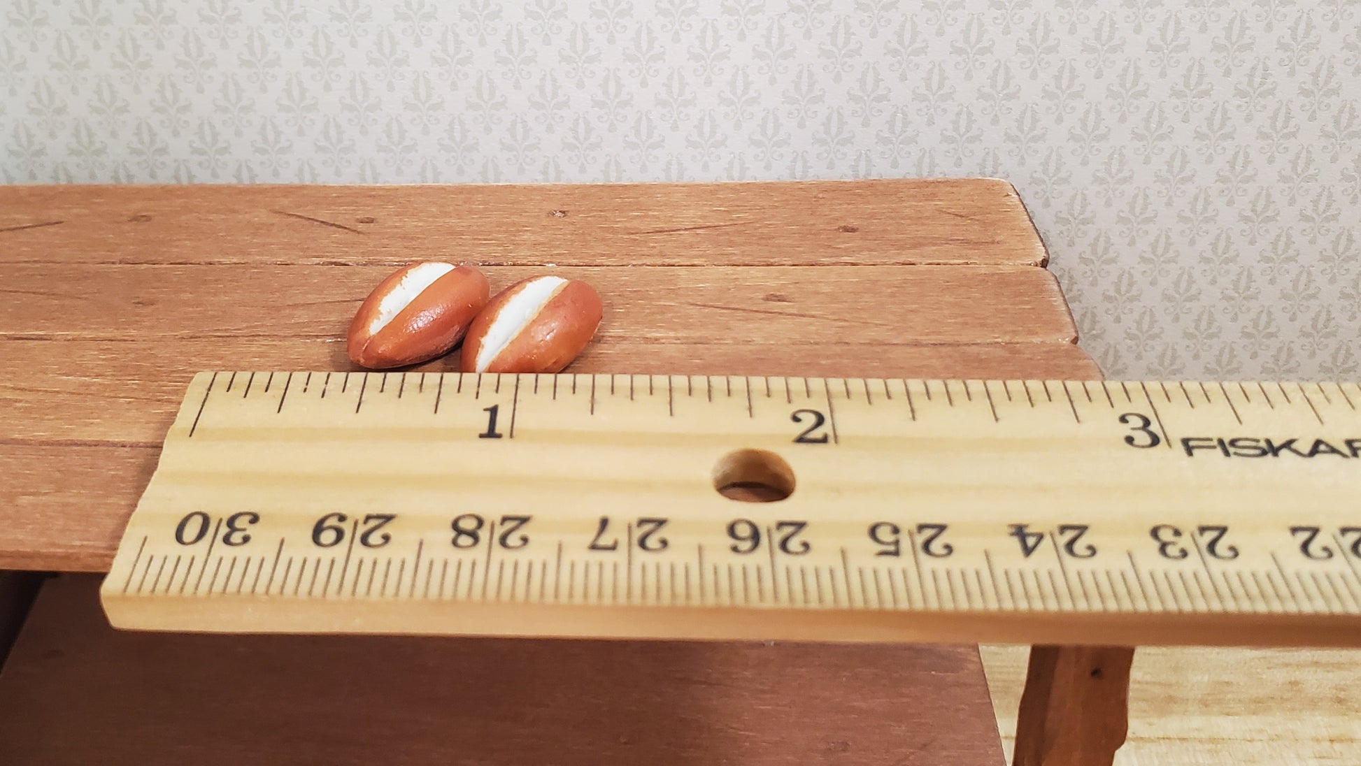 Dollhouse Split Crust Bread Loaf 2 Pieces 1:12 Scale Miniature Food Kitchen