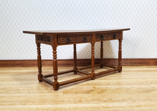 JBM Dollhouse Refectory Table Spanish Style 2 Drawers Style 1:12 Scale Furniture