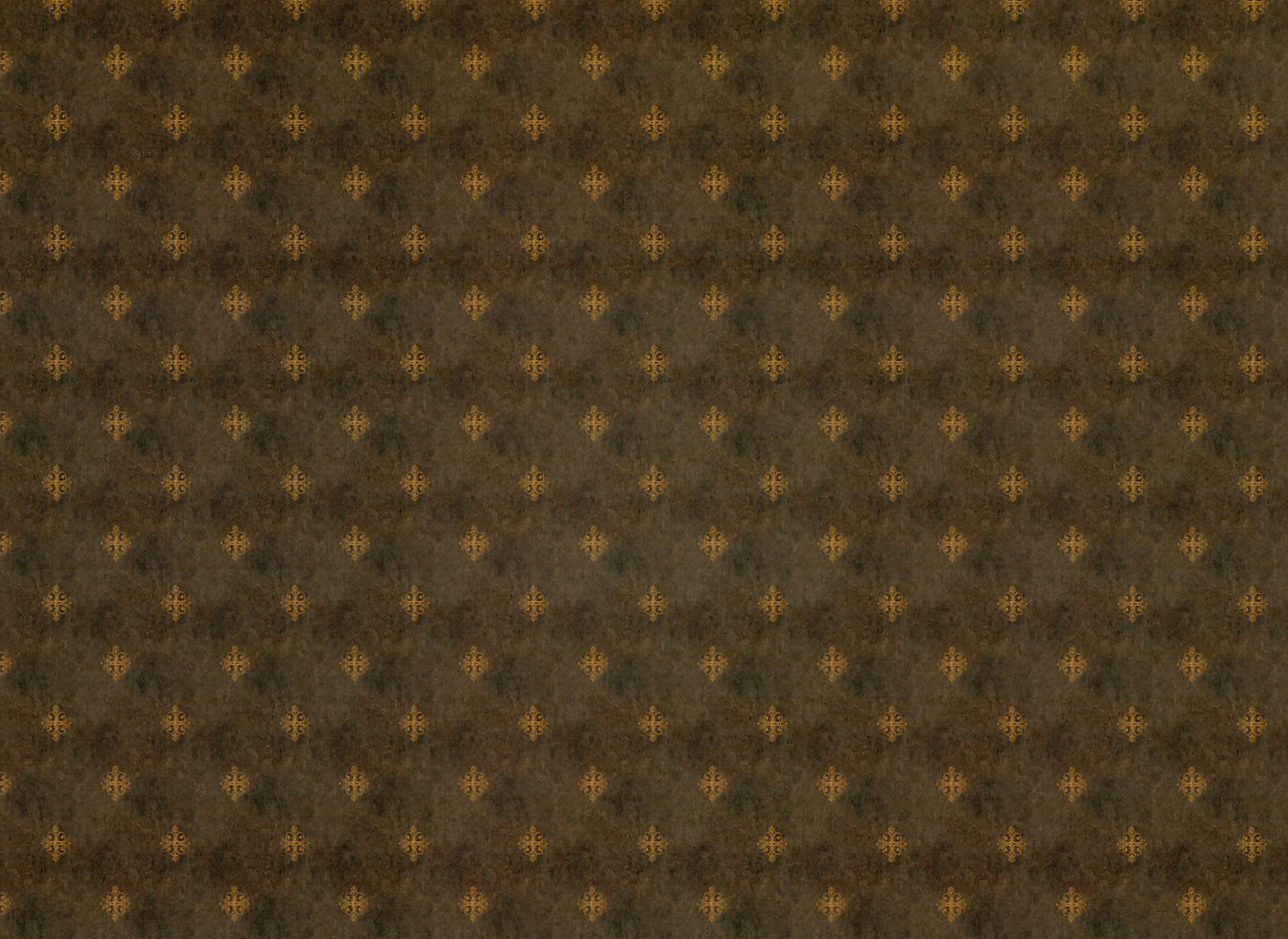 Dollhouse Wallpaper Black/Brown with Gold Medallions - Dark - 1:12 Scale Itsy Bitsy Miniatures