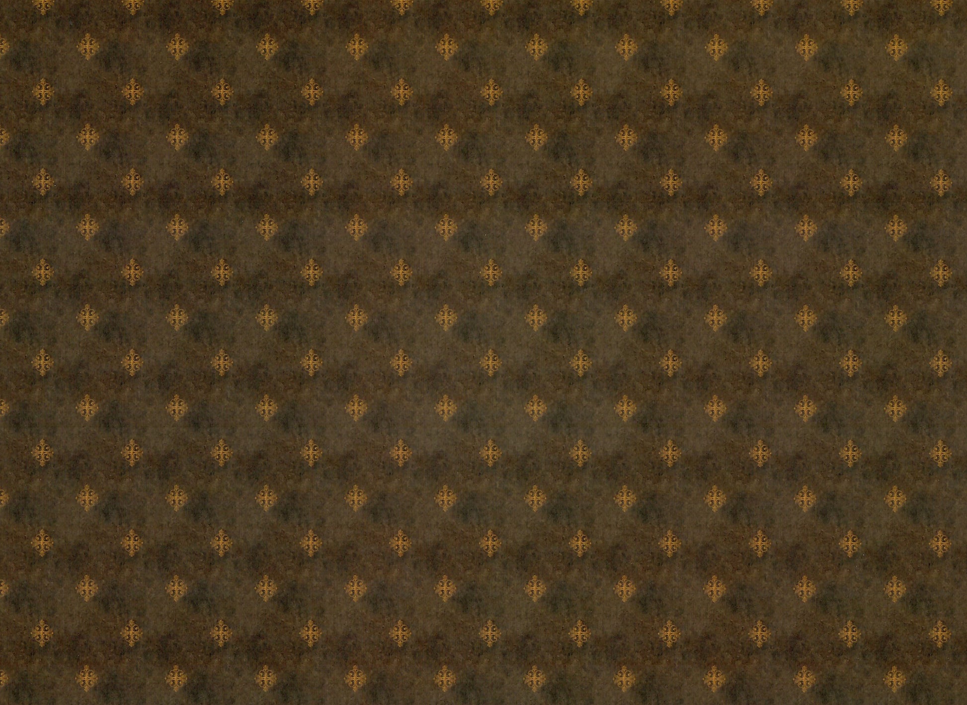 Dollhouse Wallpaper Black/Brown with Gold Medallions - Dark - 1:12 Scale Itsy Bitsy Miniatures