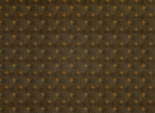 Dollhouse Wallpaper Black/Brown with Gold Medallions - Dark - 1:12 Scale Itsy Bitsy Miniatures