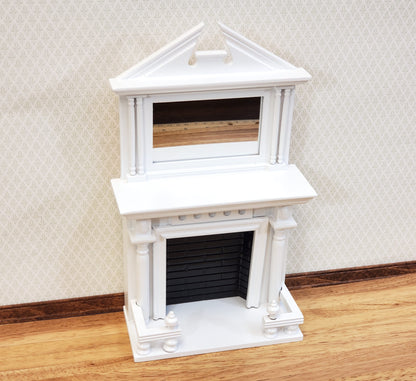 Dollhouse Fireplace Large with Mirror White Finish 1:12 Scale Miniature Furniture