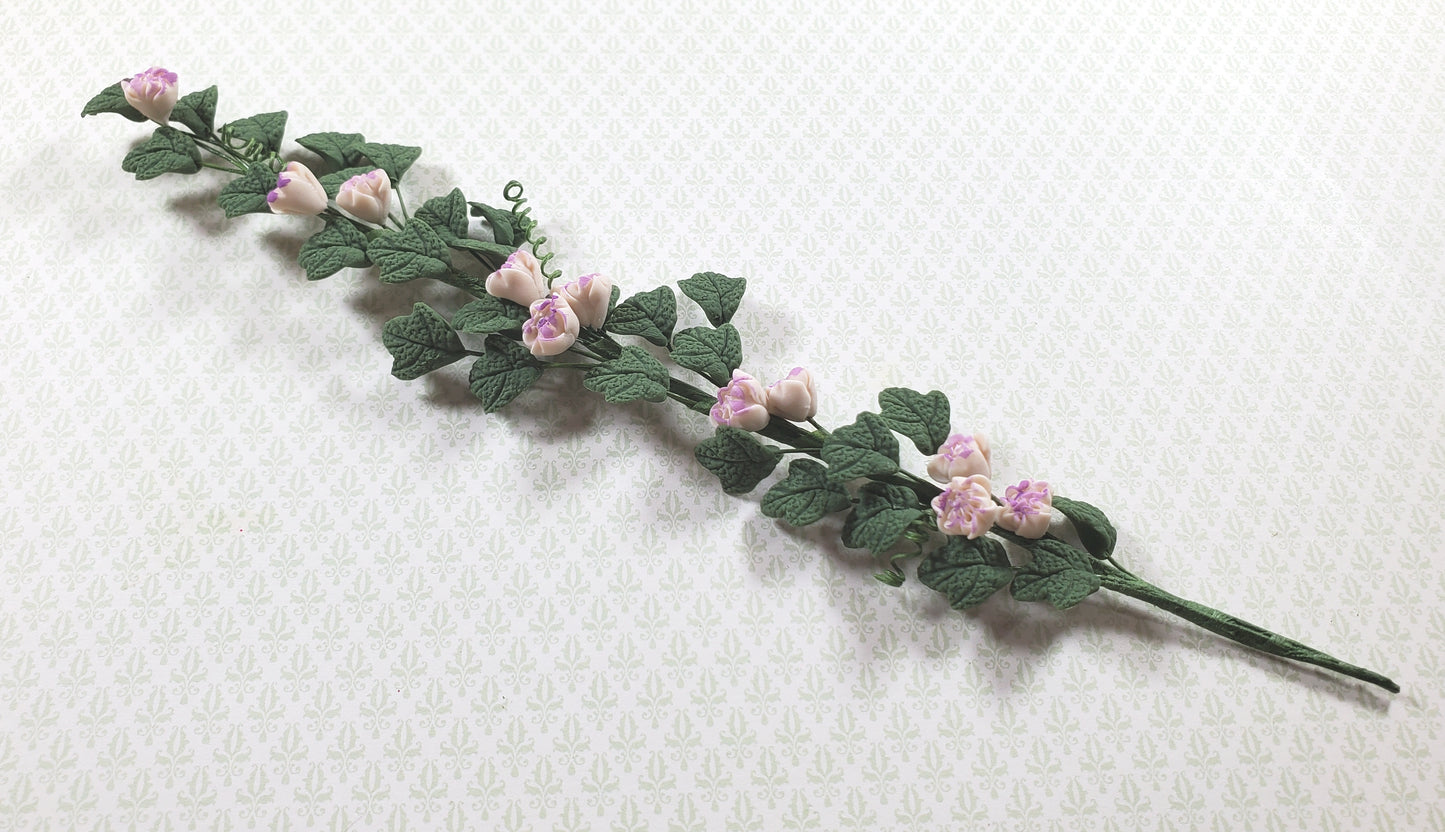 Dollhouse Trailing Purple 2 Tone Camelia Vine 1:12 Scale Miniature Garden Flower