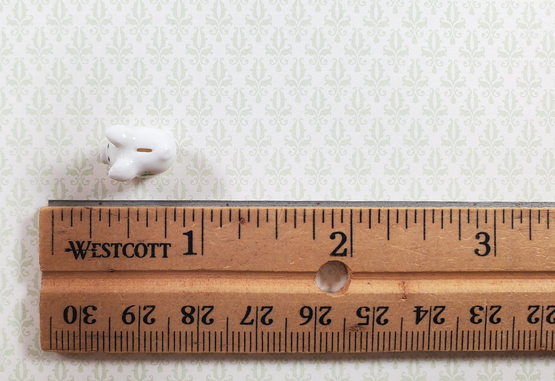 Dollhouse White Porcelain Piggy Bank with Money Symbol 1:12 Scale Miniature