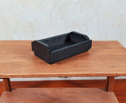 Dollhouse Small Crate Black Wood for Groceries Fruits Tools 1:12 Scale Miniature