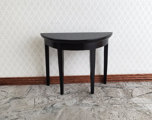 Dollhouse Half Round Hall Table Black Finish 1:12 Scale Miniature Furniture