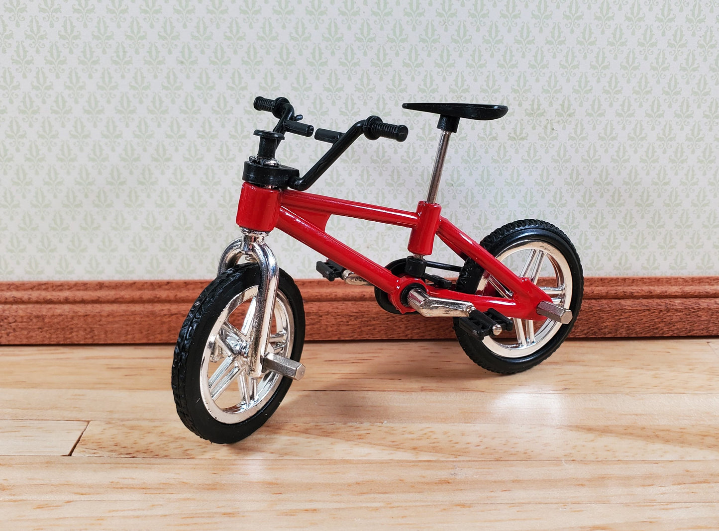 Dollhouse Miniature Child's Bike Bicycle Red & Black 1:12 Scale Moveable