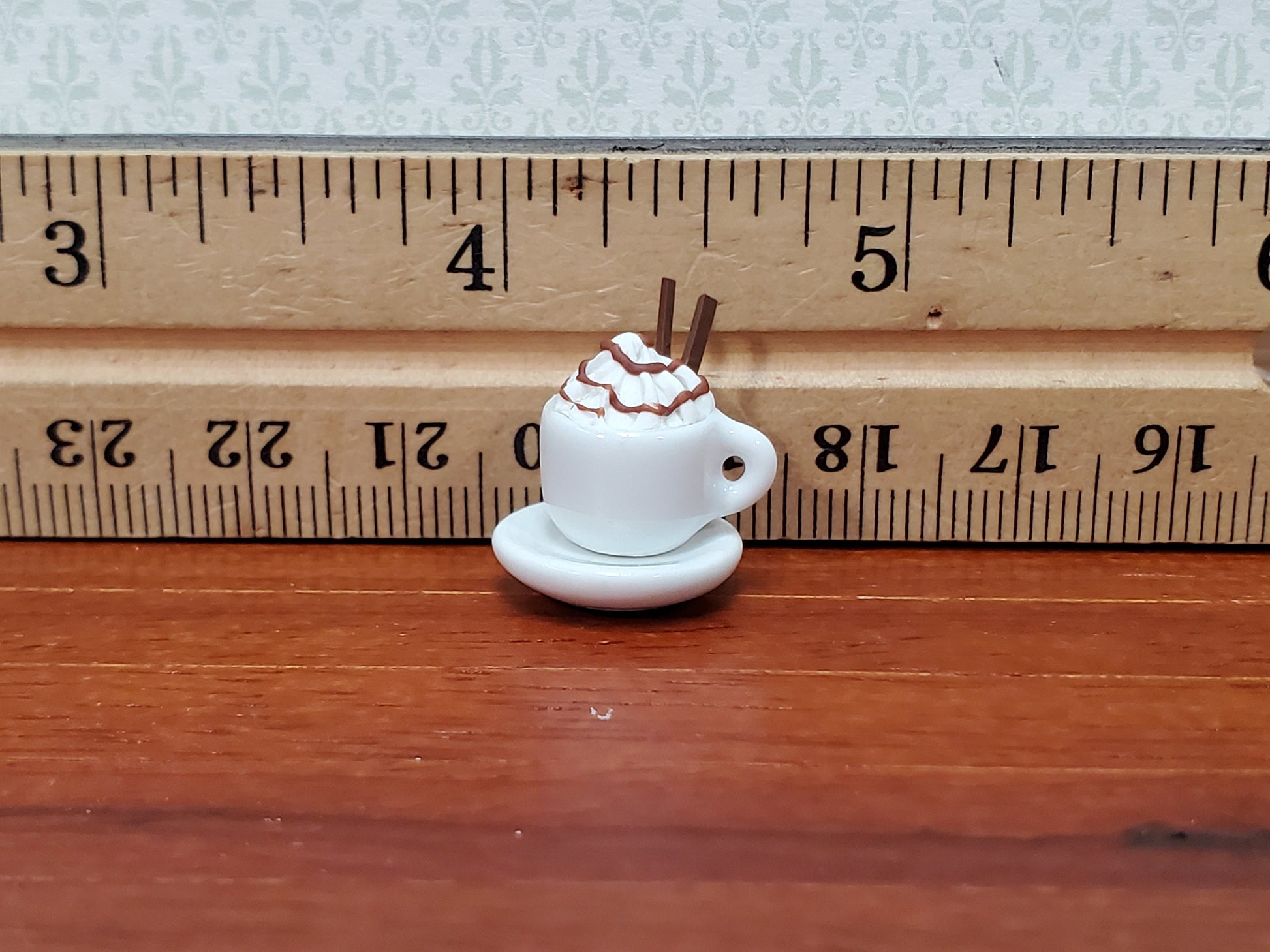 Dollhouse Hot Cocoa or Mocha Latte Mug with Whipped Cream 1:12 Scale Miniature