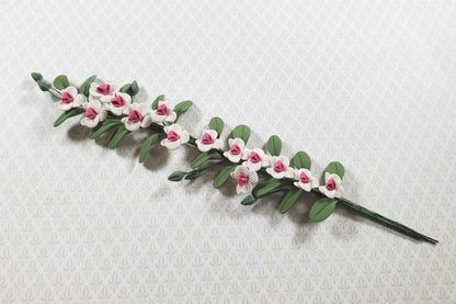 Dollhouse Pink and White Flower Vine 1:12 Scale Miniature Garden Plants Flowers