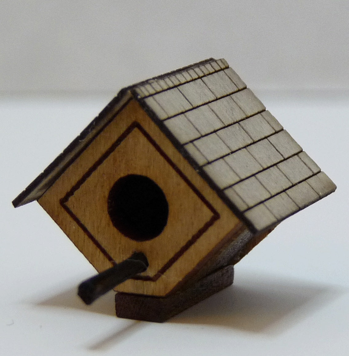Dollhouse Birdhouse with Shingle Roof 1:12 Scale Miniature Garden