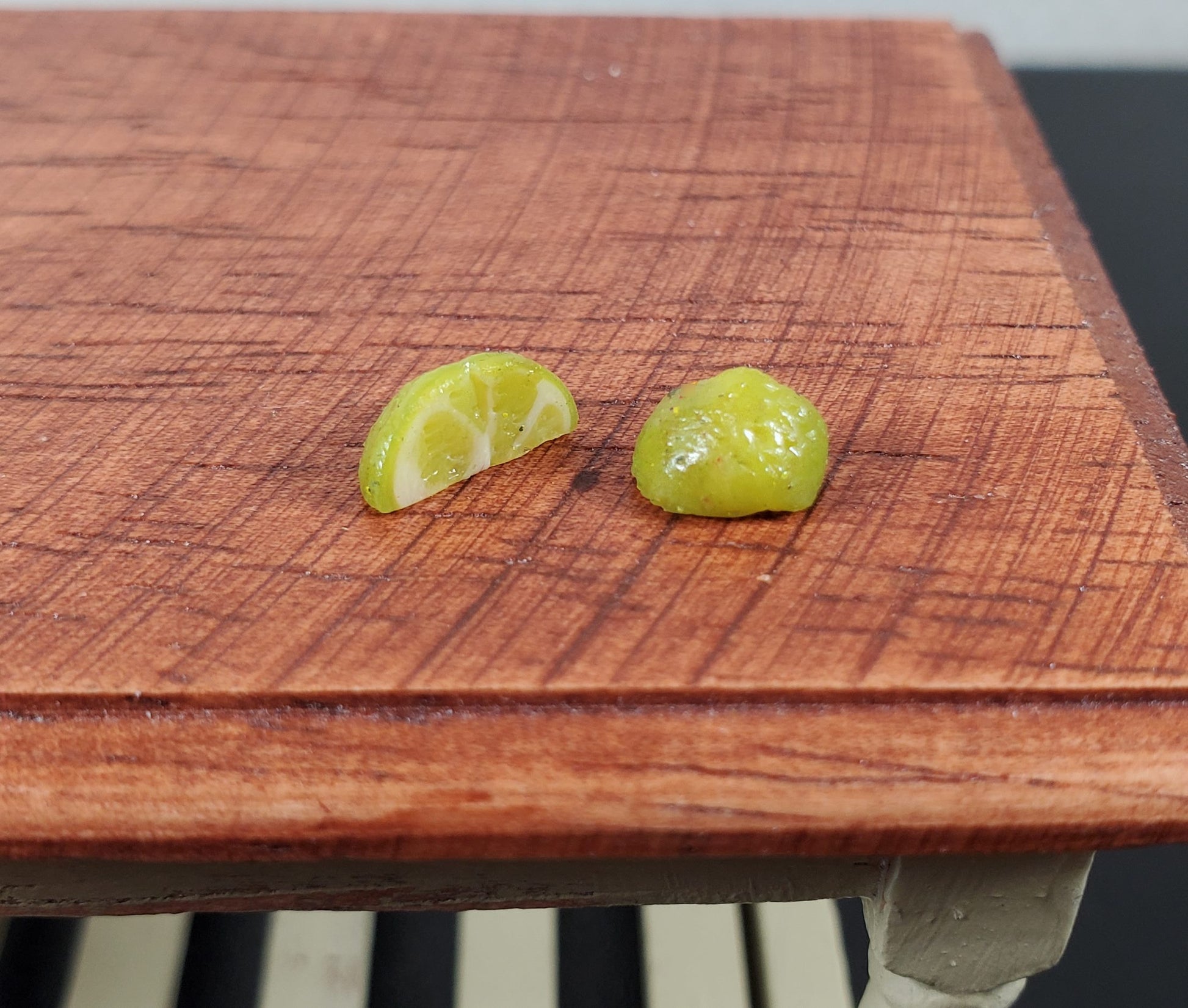 Dollhouse Lime Wedges 2 Pieces 1:12 Scale Miniature Food Handmade