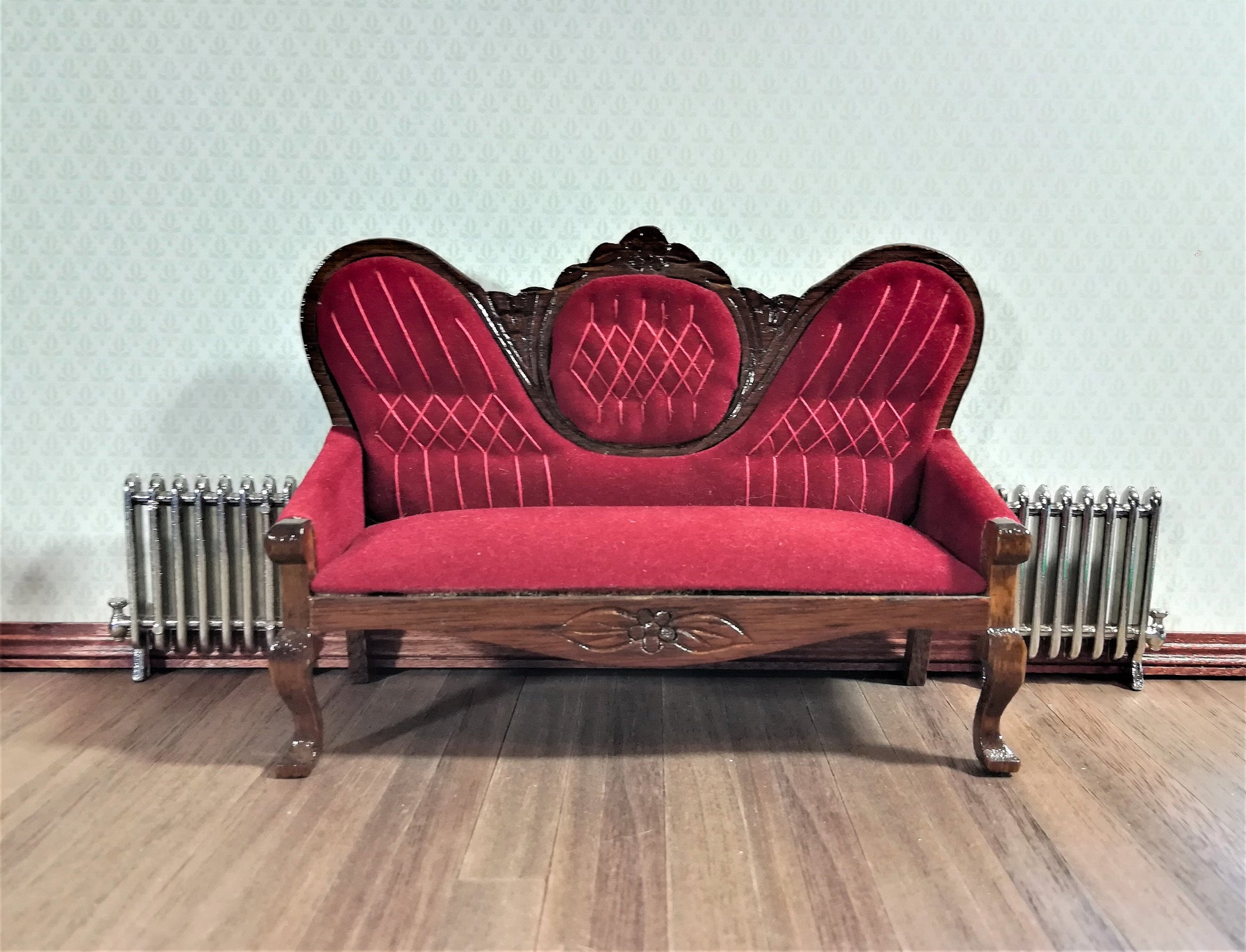 Dollhouse Radiators Metal Set of 2 SMALL Profile 1 3/4" Tall Miniature Accessories