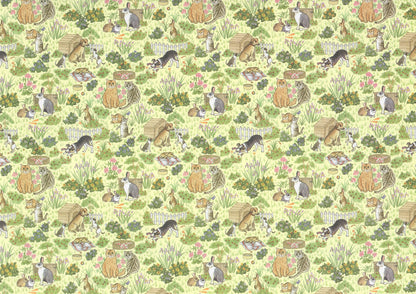 Dollhouse Wallpaper 3 Sheets Family Pets 1:12 Dogs Cats Bunnies Green