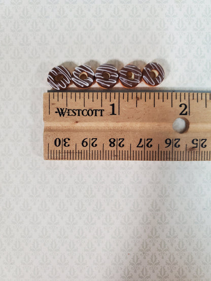Dollhouse Donuts x5 Chocolate Frosted White Drizzle 1:12 Scale Miniature Food