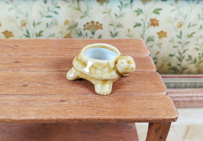 Dollhouse Miniature Brown Turtle Planter Pot Ceramic 1:12 Scale