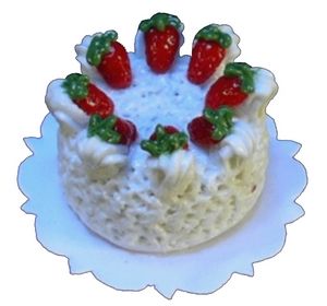 Dollhouse Tres Leches Cream Cake with Strawberry 1:12 Scale Miniature Dessert