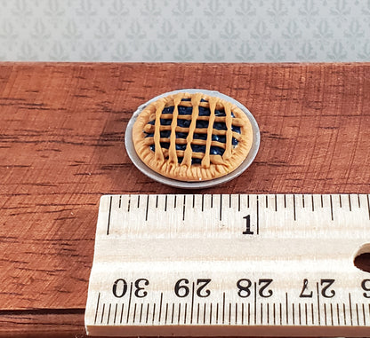 Dollhouse Blueberry Pie on Plate 1:12 Scale Miniature Kitchen Food Bakery