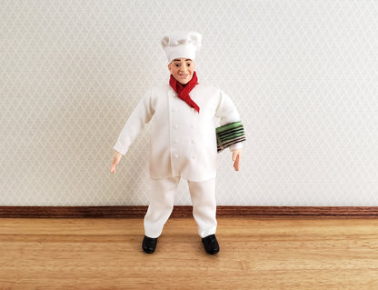 Dollhouse Miniature Cook Chef Male Doll Resin Body Cloth Clothes 1:12 Scale Falcon Miniatures