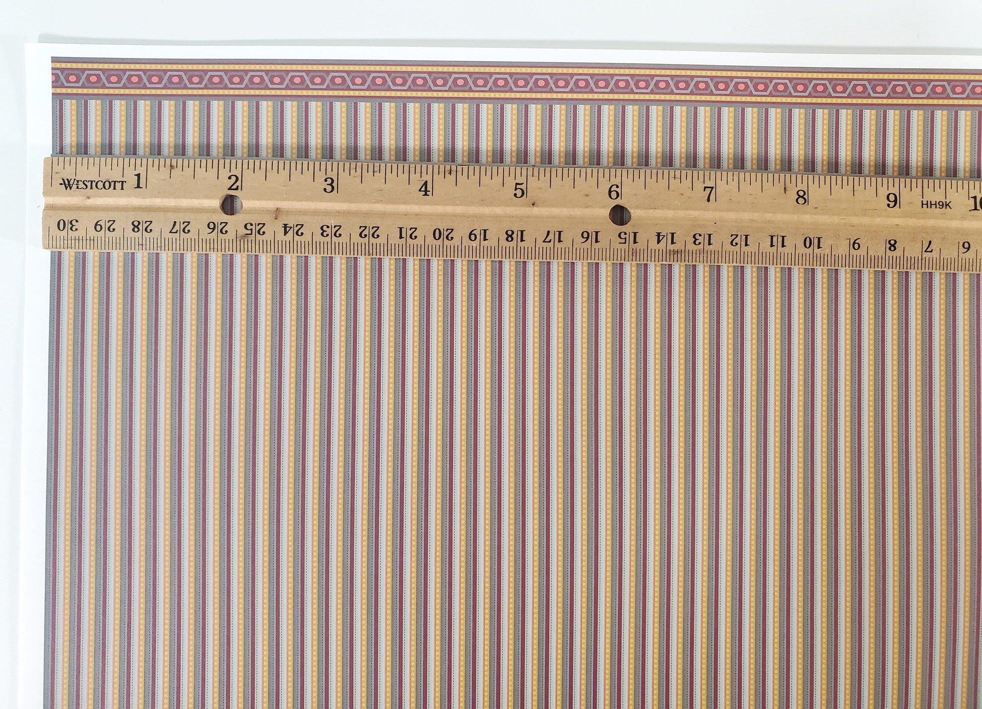 Dollhouse Wallpaper Brodnax Stripes Maroon Blue Gold "Patina" 1:12 Scale Miniature
