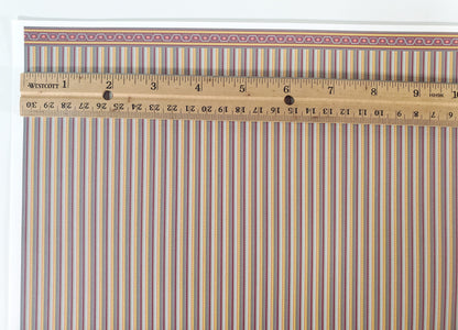 Dollhouse Wallpaper Brodnax Stripes Maroon Blue Gold "Patina" 1:12 Scale Miniature