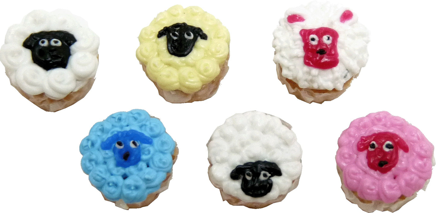 Dollhouse Sheep Cupcakes Set of 6 1:12 Scale Miniature Food