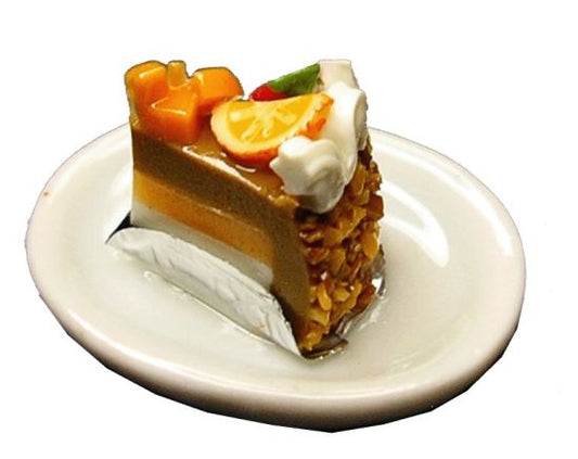 Dollhouse Fruit Topped Slice of Cake 1:12 Scale Miniature Food Dessert Bakery