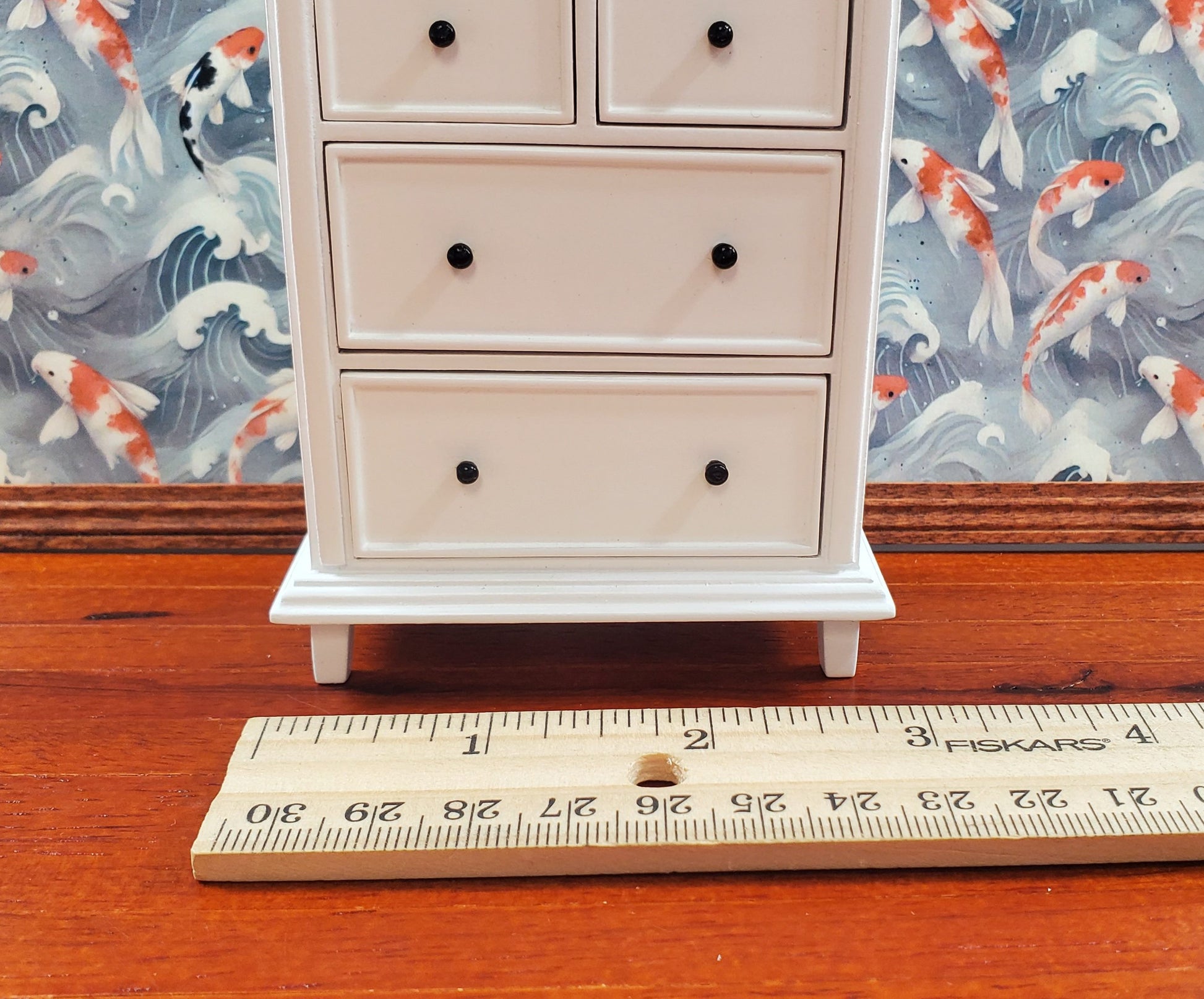 JBM Dollhouse Tall Dresser Country Style White Finish 1:12 Scale Furniture