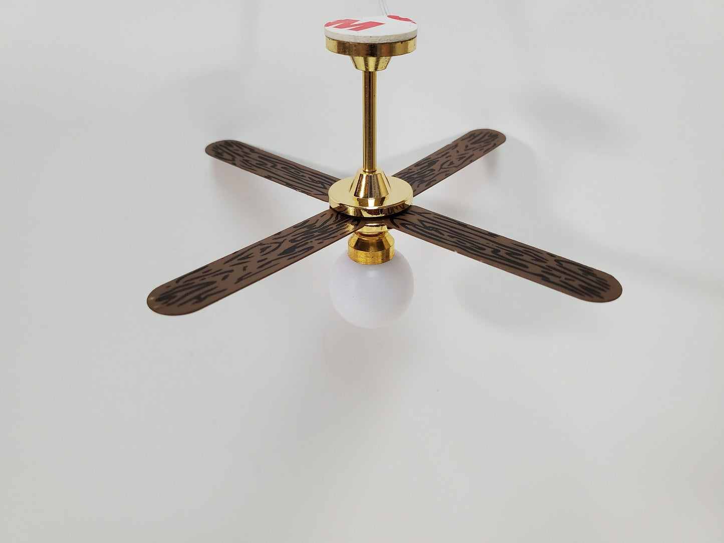 Dollhouse Ceiling Fan Light 4 Blade Plug In Electric 1:12 Scale Miniature 12 Volt