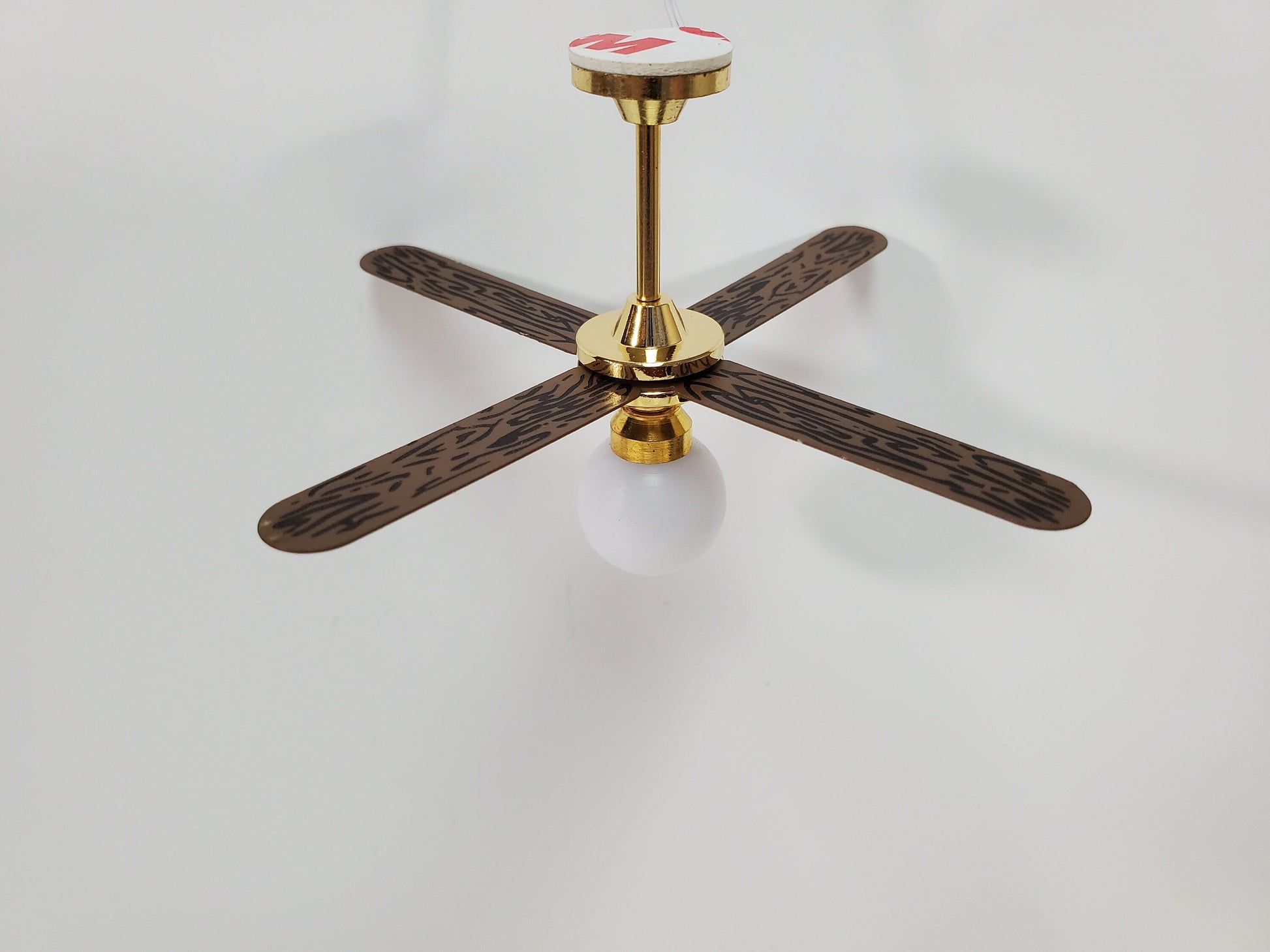 Dollhouse Ceiling Fan Light 4 Blade Plug In Electric 1:12 Scale Miniature 12 Volt