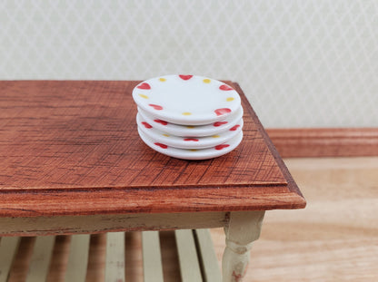 Dollhouse Dinner Plates Heart Design White Ceramic 1:12 Scale Miniature 1" 4 pcs