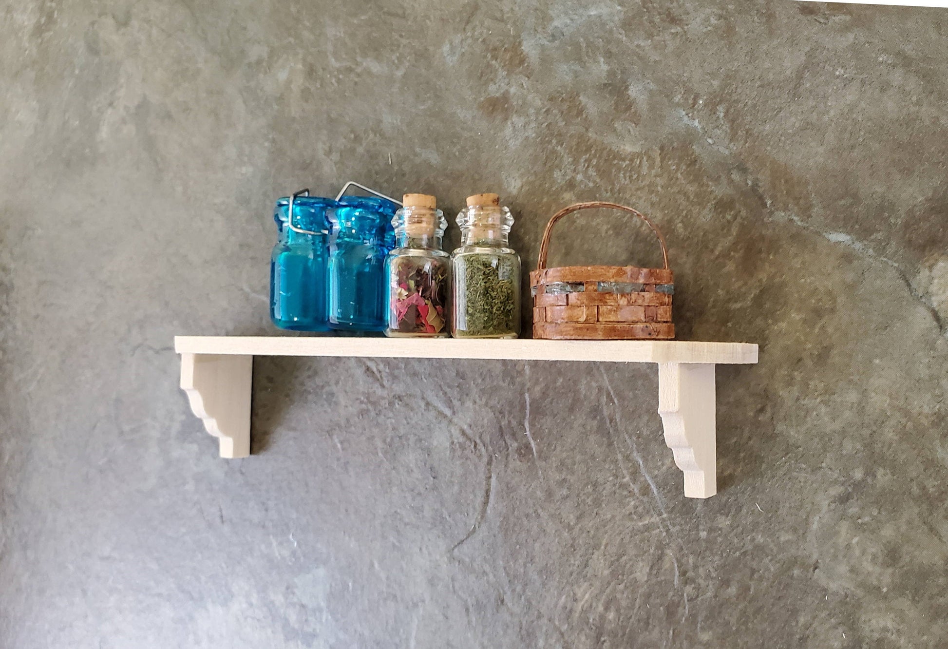 Dollhouse Miniature Wall Shelf Large Unfinished 1:12 Scale 4 3/8"