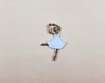 Ballerina White & Gold Metal Embellishment Wall Art 1 3/8"