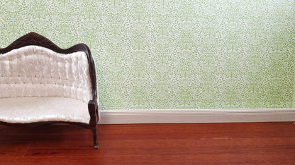 Dollhouse Wallpaper 3 Sheets Green White Leaves Branches "Acorn" 1:12 Scale