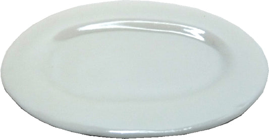 Dollhouse Oval Ceramic Platter White 1:12 Scale Miniature Dish