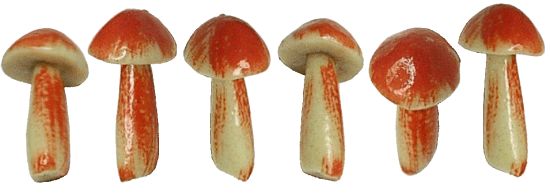 Dollhouse Miniature Mushrooms x6 Large Tan & Red 1:12 Scale Magic Fairy Garden