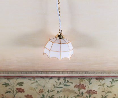 Dollhouse Ceiling Light White and Gold 1:12 Scale Miniature 12 Volt with Plug