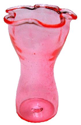 Dollhouse Pink Glass Ruffled Vase 1:12 Scale Miniature Decoration
