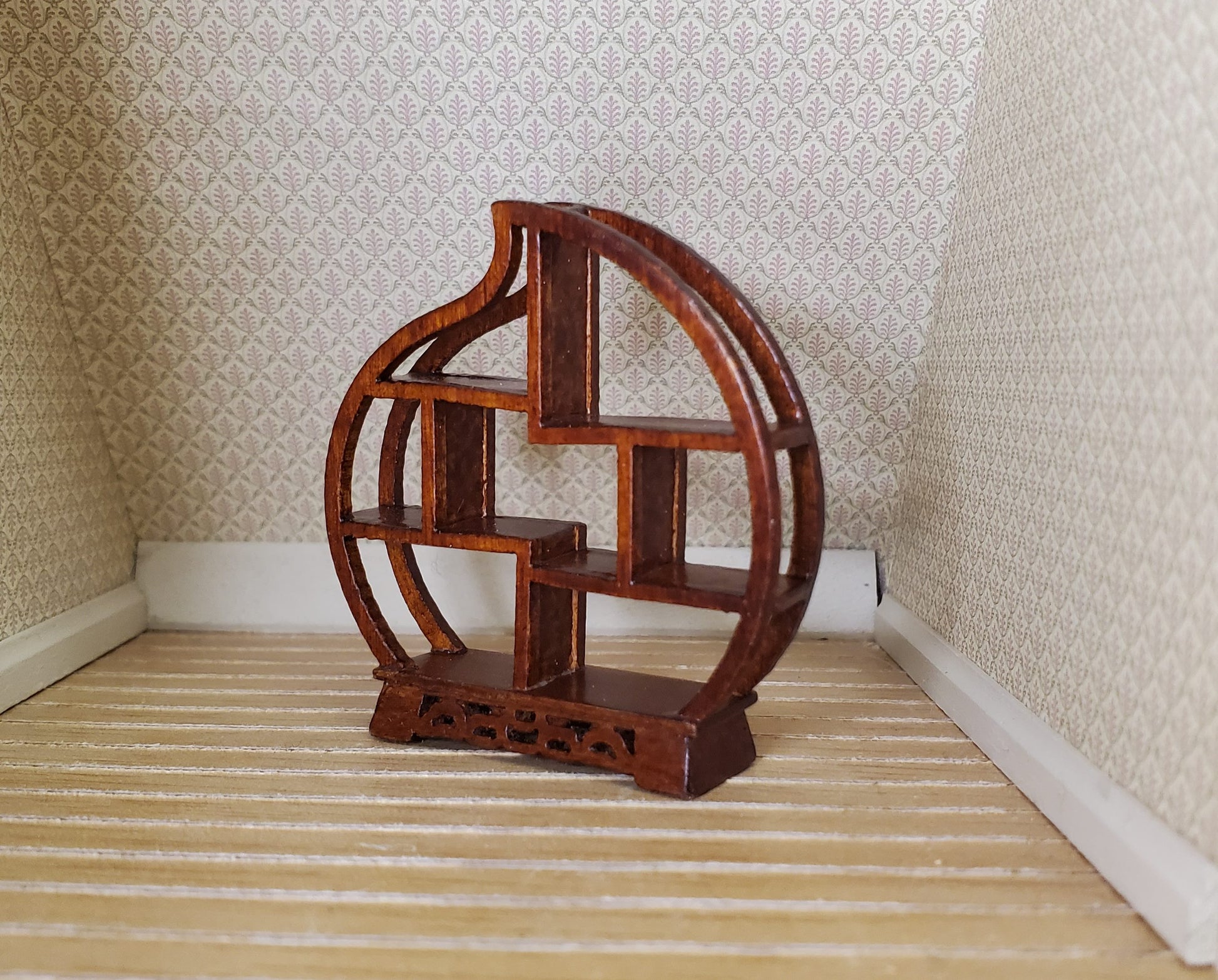 Dollhouse Curio Shelf HALF SCALE 1:24 Miniature Wood with Walnut Finish